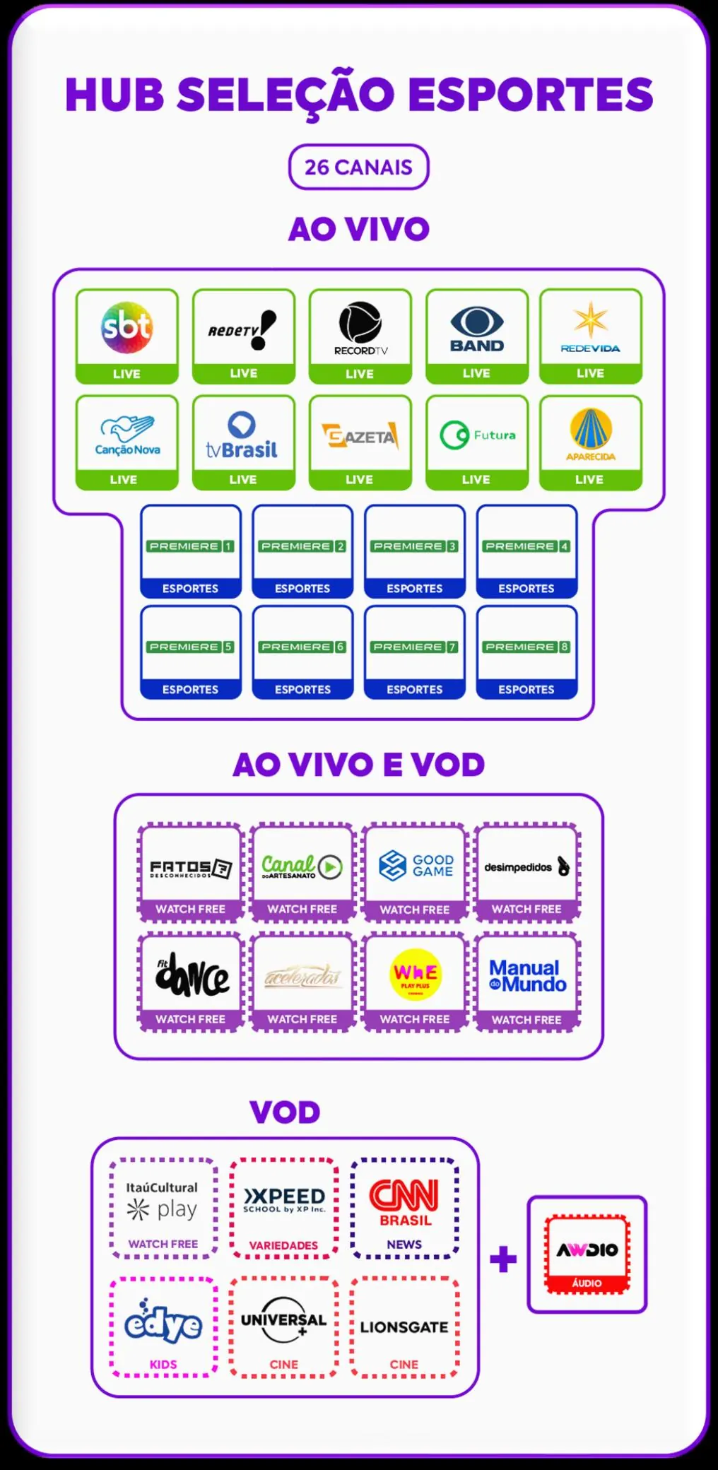 Grade de canais do Hub Premiere